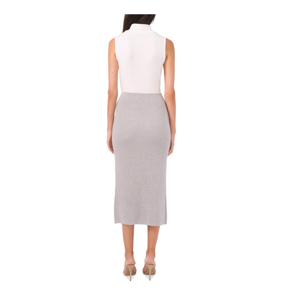 Vince Camuto Women Metallic-Knit Midi Skirt Silver Size M - Picture 3 of 3